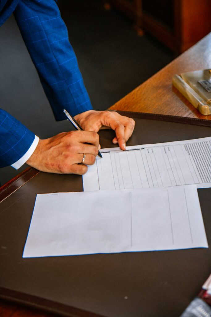 Business contract and official stamp