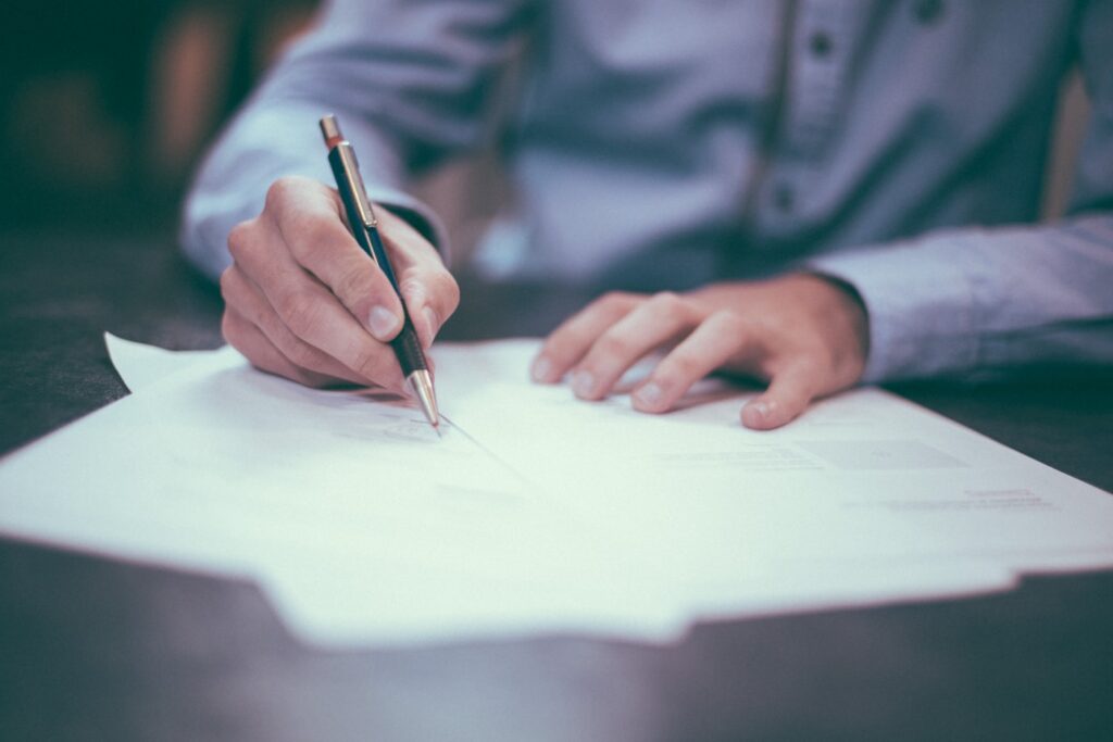 Notary stamping a legal document
